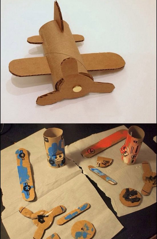 卫生纸筒手工制作飞机图片